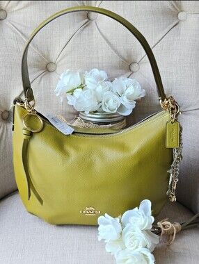 Coach Crescent Style Hobo Shoulder Bag Purse ( Citron / Olive Green )
